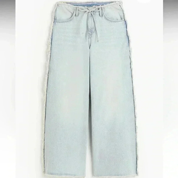 H&M raw fringe hem baggy jeans NWOT - Picture 3 of 7